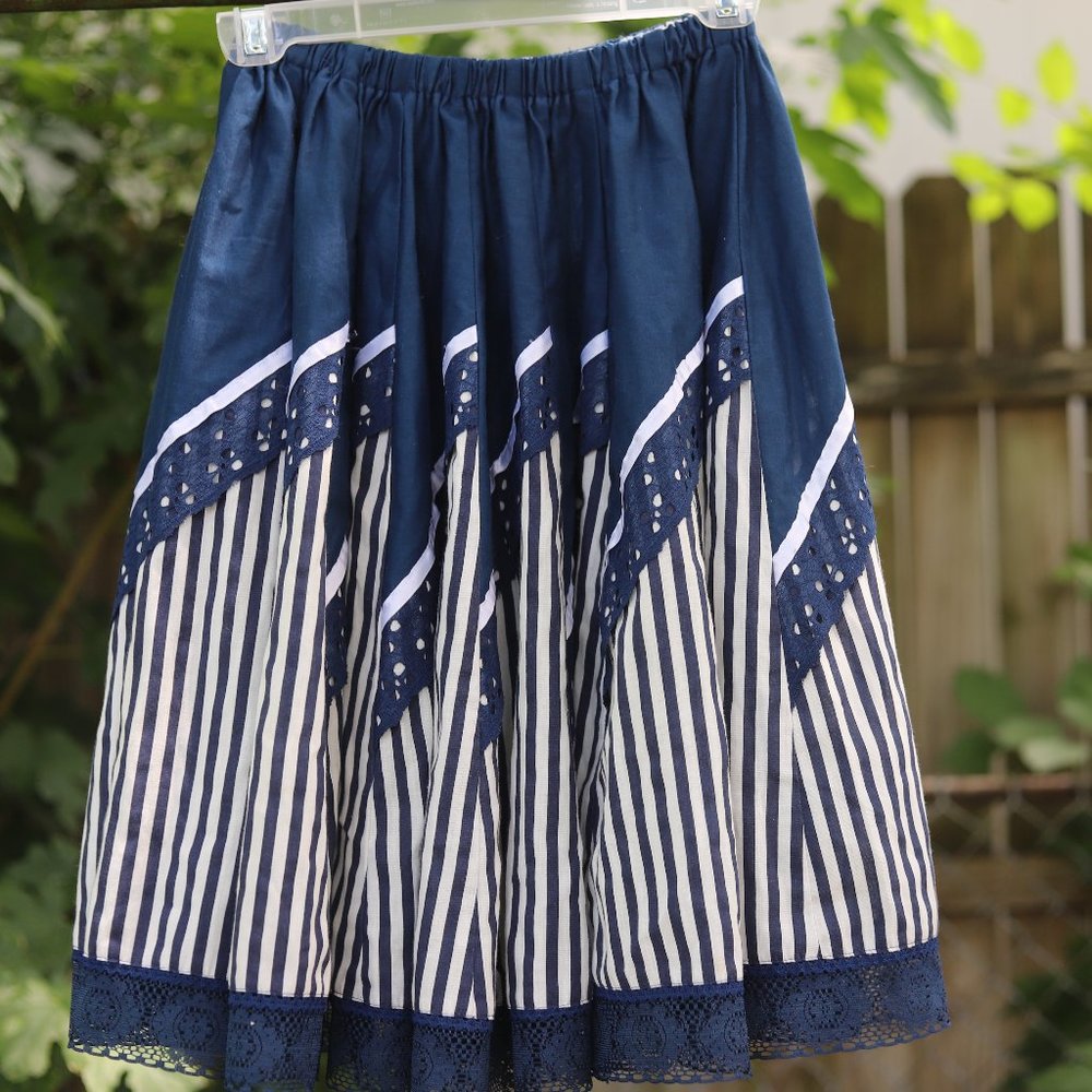 Vintage Navy and White Skater Skirt